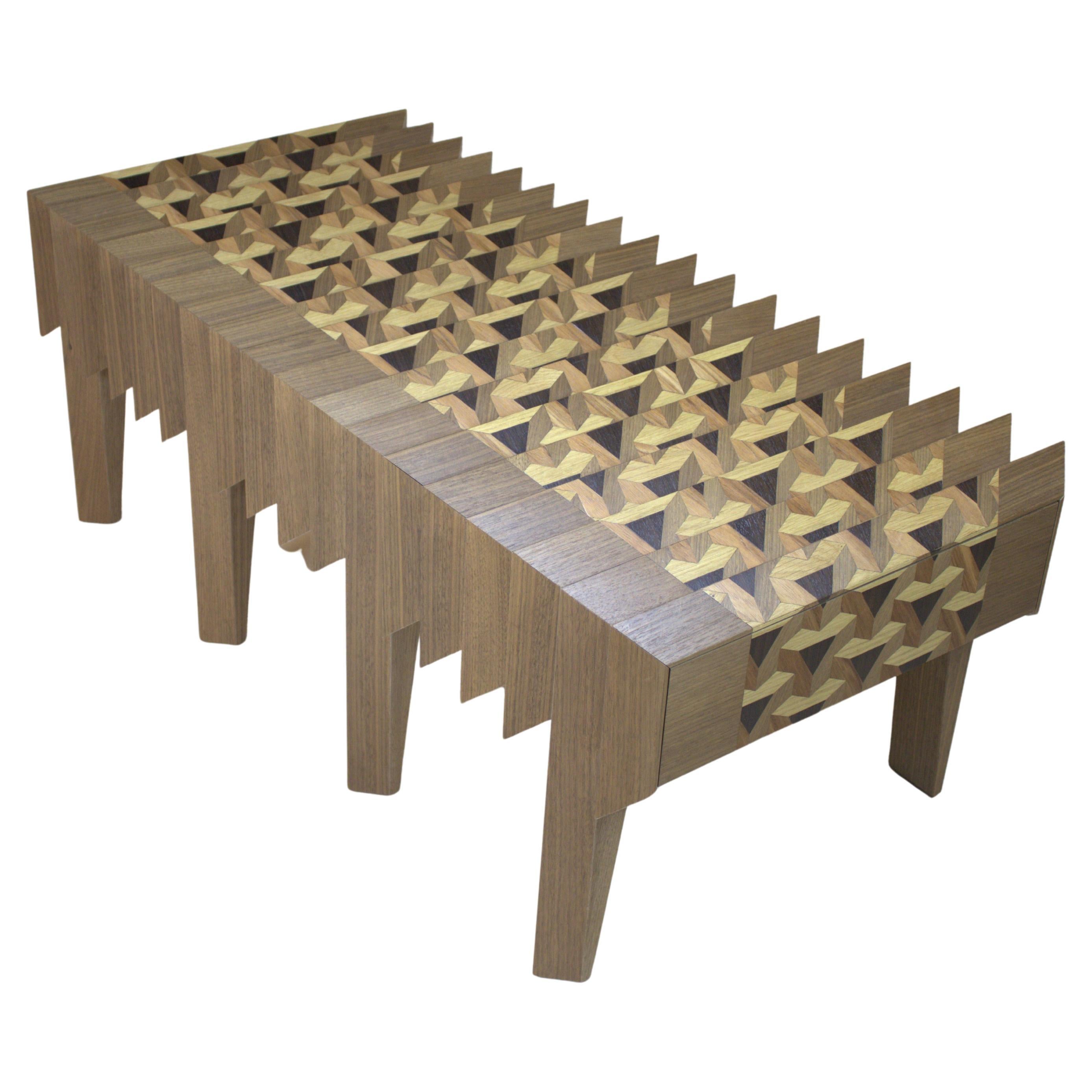Walnut Wood Coffee Table Triangles Pattern The Netherlands By Sordile