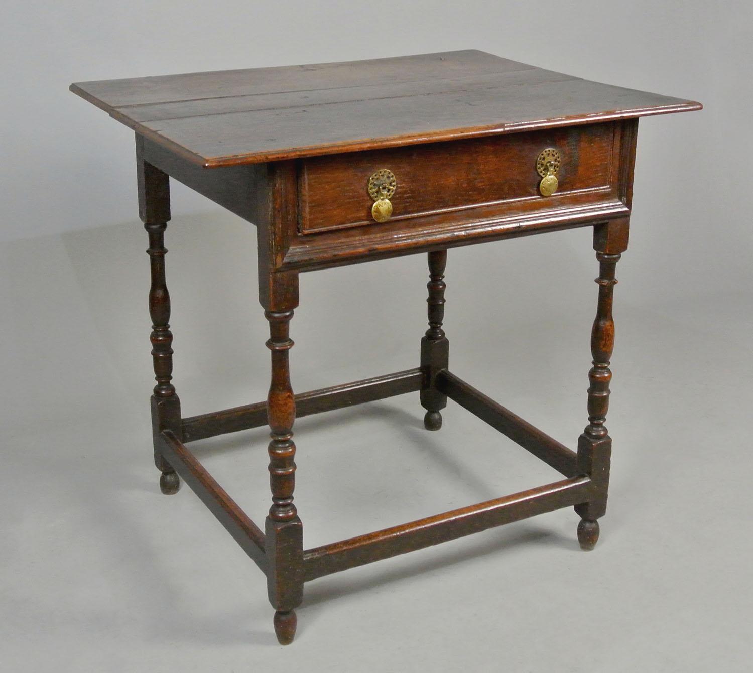 18th Century and Earlier Charming William and Mary Oak Lowboy c. 1690 For Sale