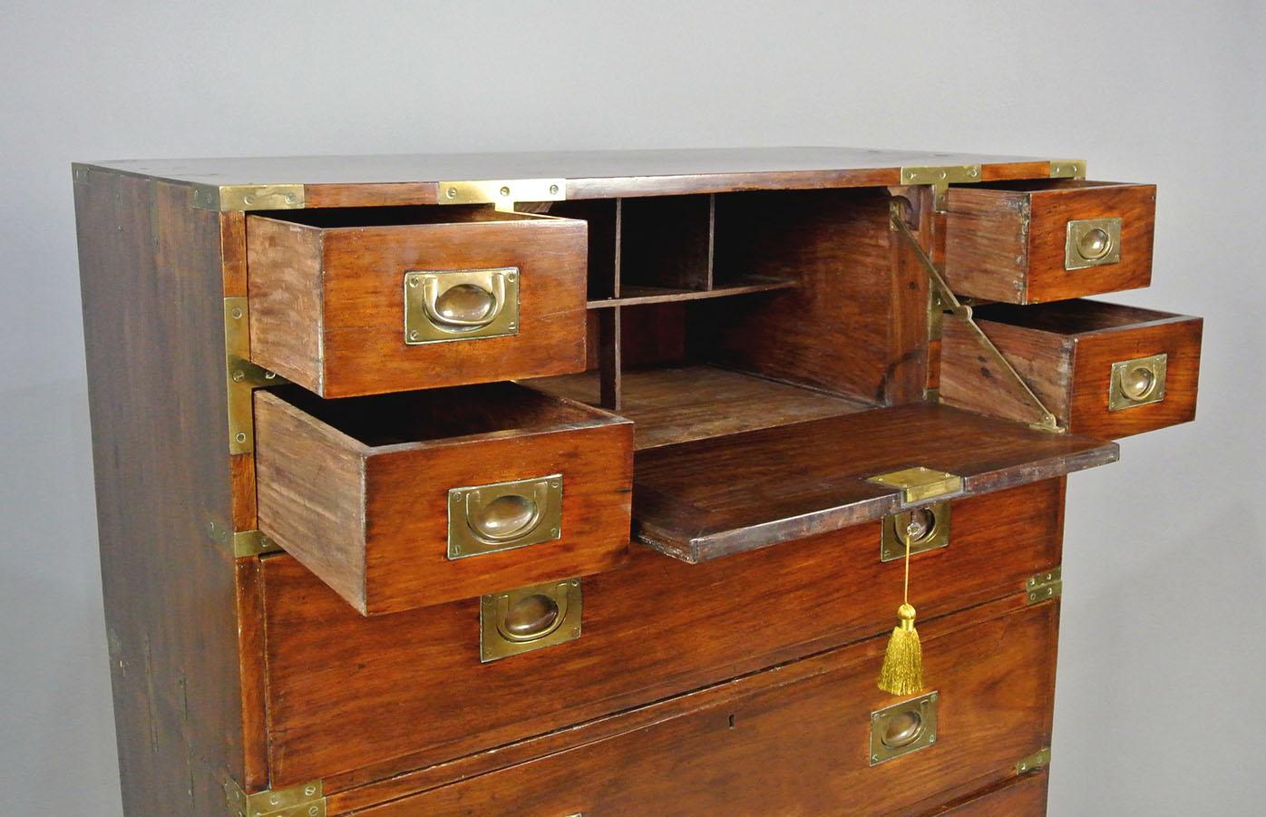 Wonderful Georgian Solid Walnut Campaign Chest c. 1810 2
