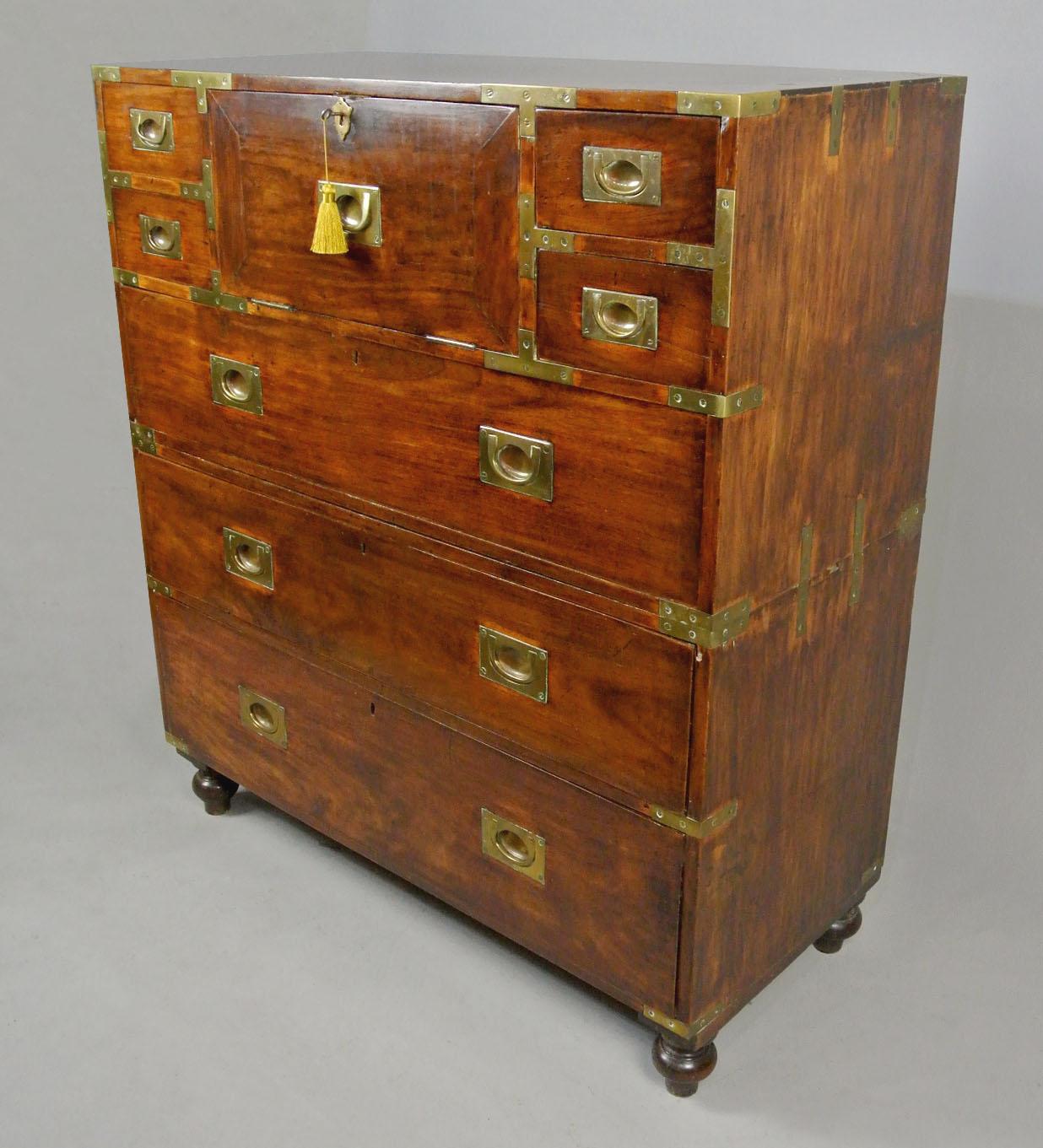 19th Century Wonderful Georgian Solid Walnut Campaign Chest c. 1810