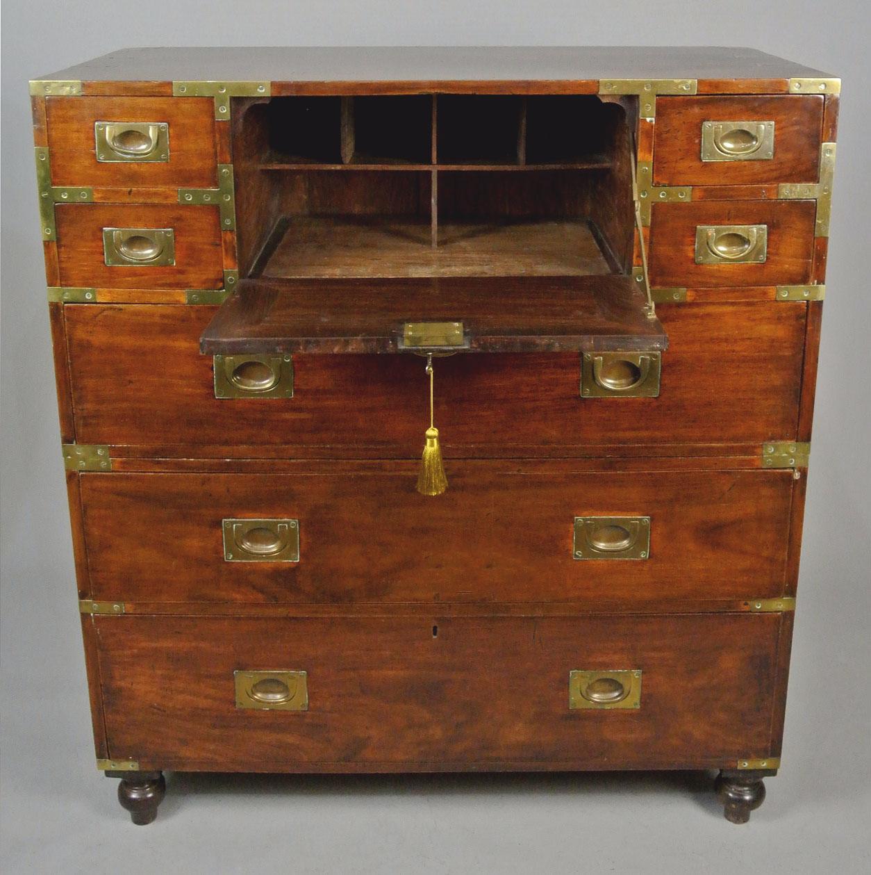 Wonderful Georgian Solid Walnut Campaign Chest c. 1810 1