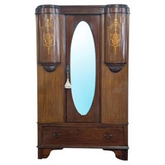 Antique English Edwardian Inlaid Wardrobe