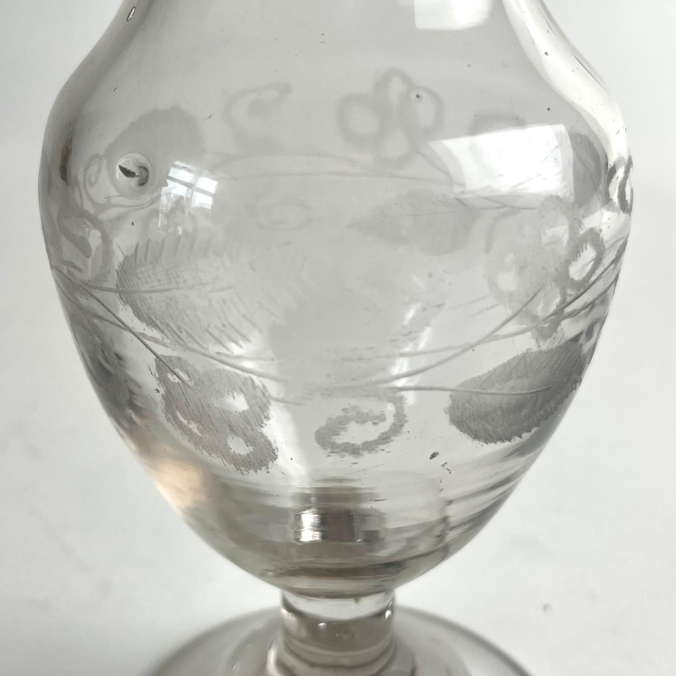 Charming Gustavian Handblown Glass Bottle with Stopper, Late 18th Century For Sale 1