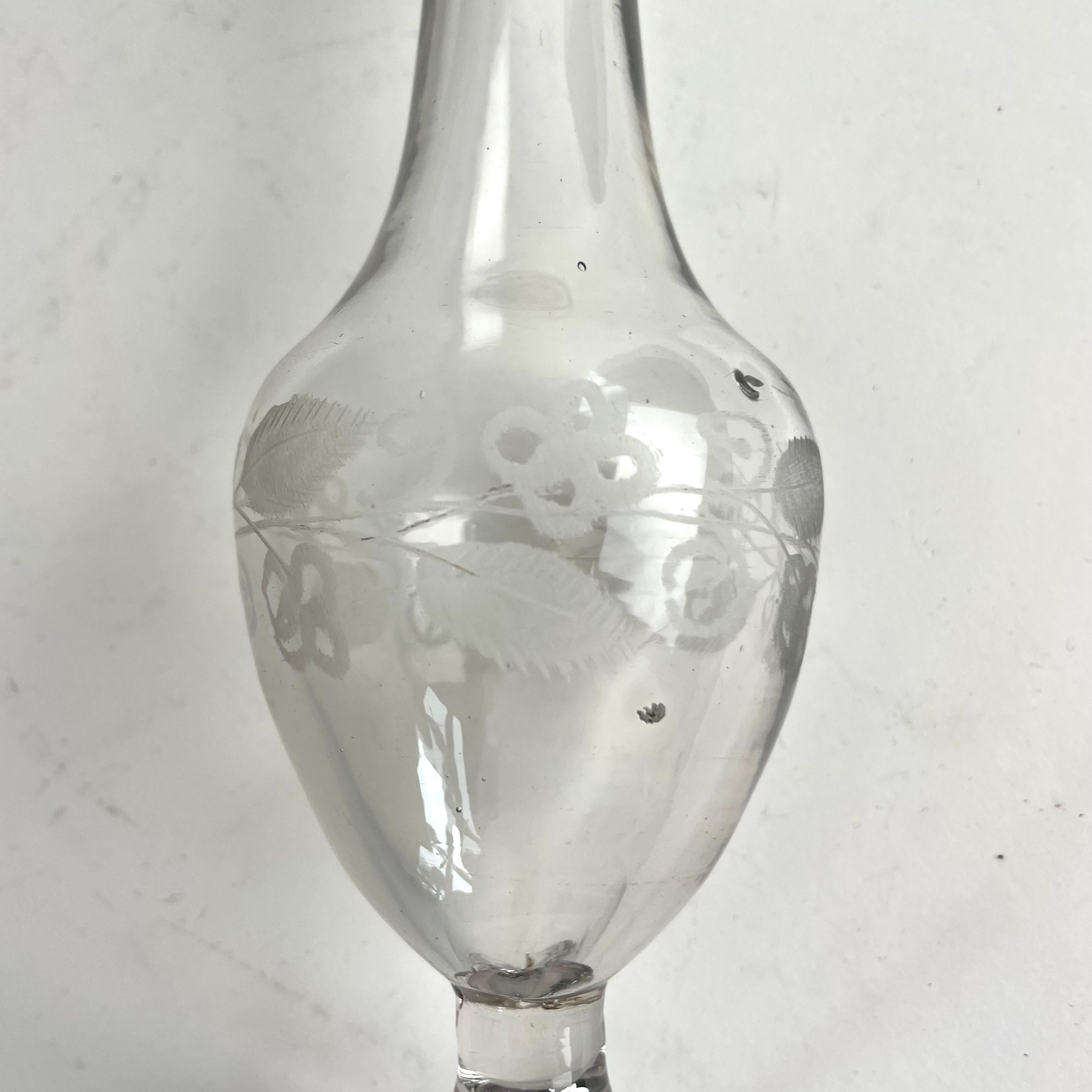 Charming Gustavian Handblown Glass Bottle with Stopper, Late 18th Century For Sale 4