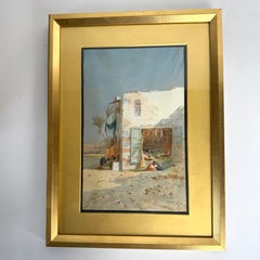 North African Street Scene Watercolor by Augustus Osborne Lamplough