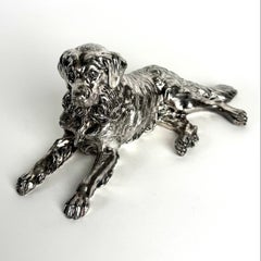 Scultura di un Golden Retriever placcata in argento di Keyser & Sohn, Germania, 1910–1920 circa