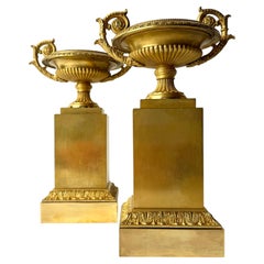 Pair of French Empire Grand Tour Gilt Bronze Tazzas, circa 1820