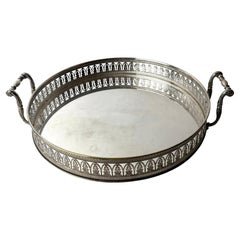 Large Round Silver-Plated Empire Style Serving Tray, circa 1900