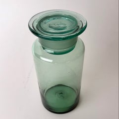 Early 19th Century Swedish Hand-Blown Green Glass Jar with Lid, Circa 1800–1850