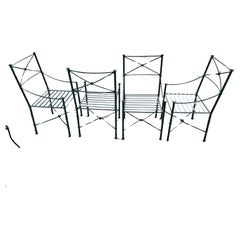 Retro Giacometti Inspired Wrought Iron Chairs A Set of 4 Dining Chairs