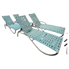6 Brown Jordan Tropitone Vinyl Strapped Outdoor Chaise Lounge Chairs Tropitone