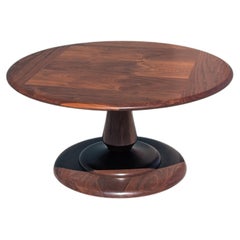 Vintage Mid-Century Modern Solid Walnut Sculptural Pedestal Coffee Table