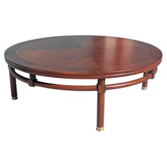 Heritage-Henredon Mid-Century Modern Round Walnut and Brass Coffee Table, c1960s