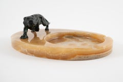 Art Deco Onyx Ashtray with Bronze Panther, Brussels, circa 1950