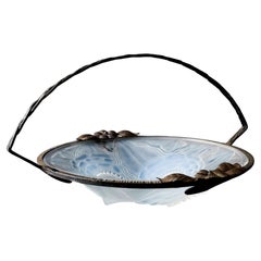 Pierre d’Avesn Art Deco Opalescent Glass and Wrought Iron Bowl, circa 1930