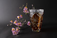 Attributed to Huta Julia Amber Cut Crystal Vase, Poland, 1970s
