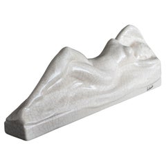 Louis Fontinelle Art Deco Reclining Nude Faience Sculpture, c. 1930