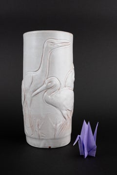 Mobach Utrecht Tin-Glazed Relief Bird Vase, Model 219, 1950–1965