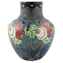 Charles Catteau Art Deco Stoneware Vase D700, Boch Frères, 1920s
