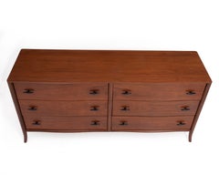 T.H. Robsjohn-Gibbings Widdicomb Walnut Saber Klismos Leg Six Drawer Dresser