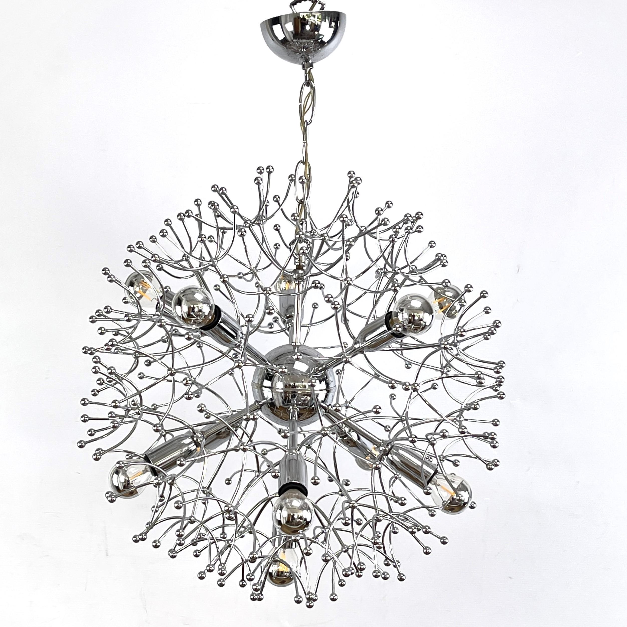 Space Age Sputnik Ceiling Lamp Dandelion from Gaetano Sciolari, 1970s For Sale