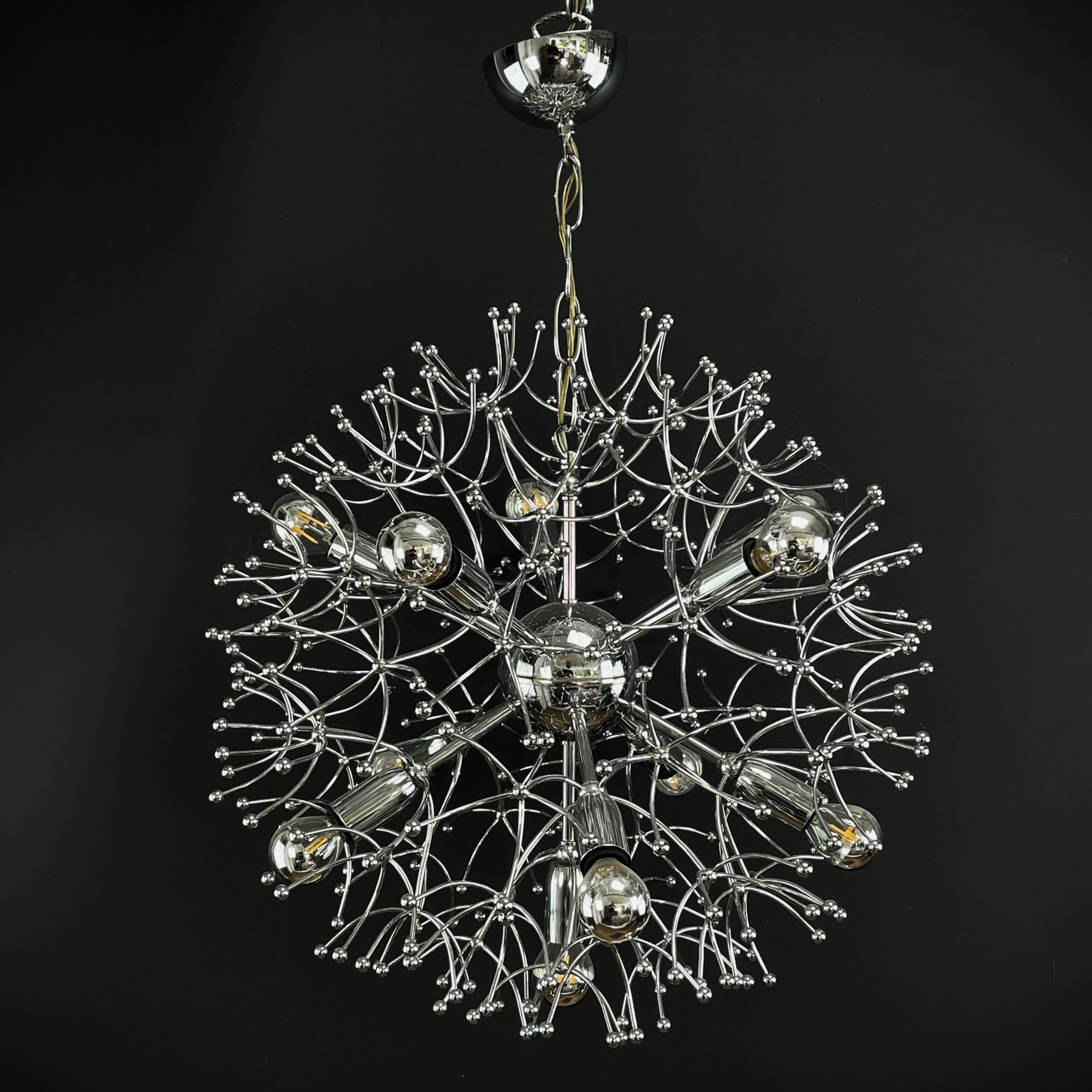 Italian Sputnik Ceiling Lamp Dandelion from Gaetano Sciolari, 1970s For Sale