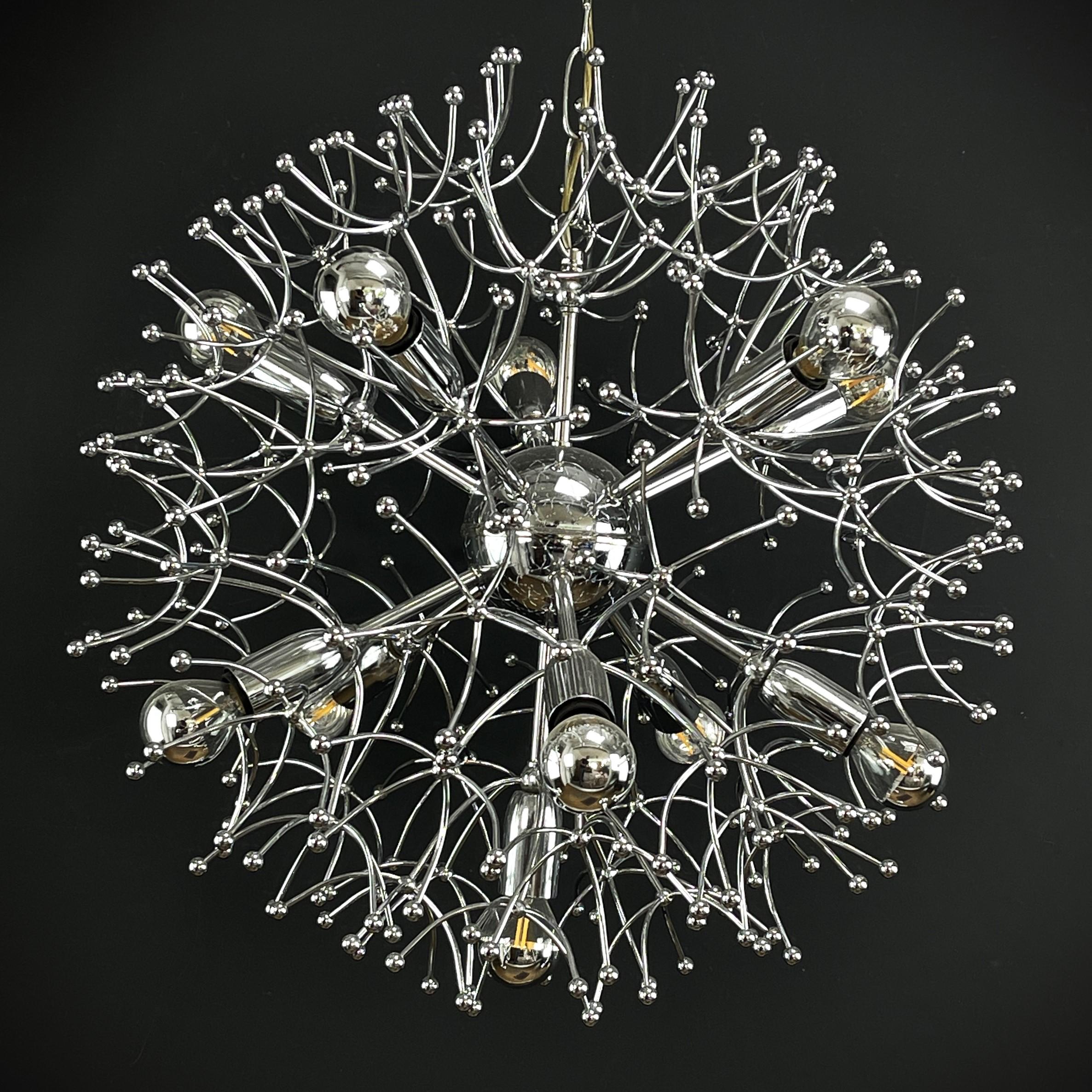 Late 20th Century Sputnik Ceiling Lamp Dandelion from Gaetano Sciolari, 1970s For Sale