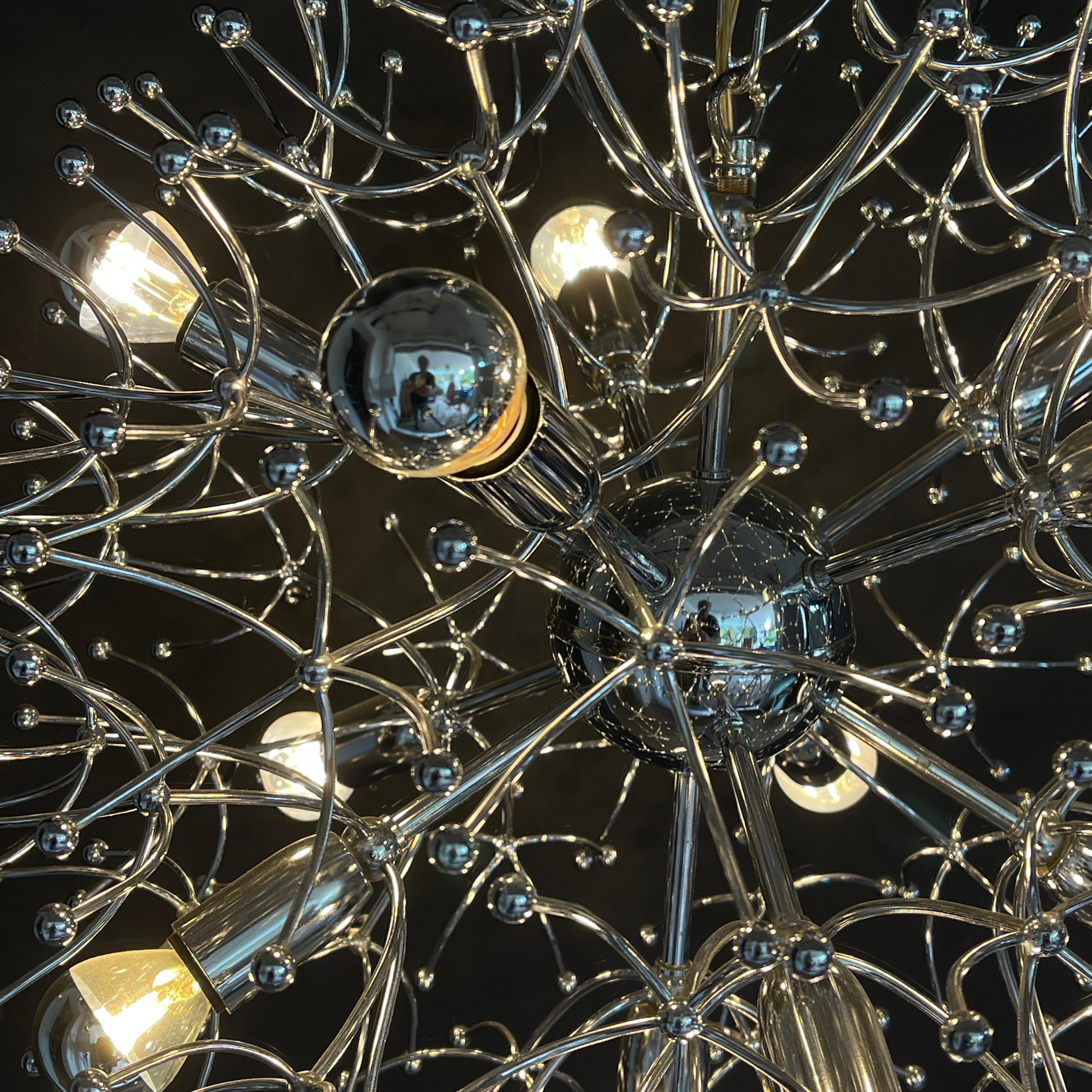 Metal Sputnik Ceiling Lamp Dandelion from Gaetano Sciolari, 1970s For Sale