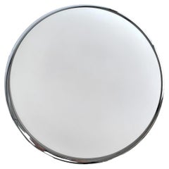 Art Deco Flush Mount Plafoniere Lamp chrome opal glass, 1940s