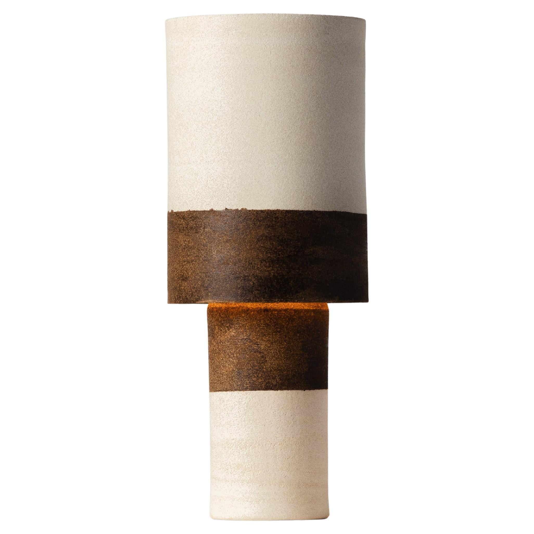 Striped Ceramic Straight Walled Lamp For Sale