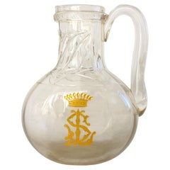 St Louis crystal pitcher, Cluny pattern - gilt crown of count 19th century