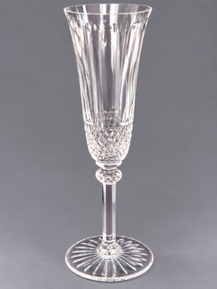 St Louis crystal champagne flute, Tommy pattern - signed