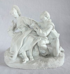 Neoclassical bisque porcelain grouping : romantic scene in the taste of Sevres