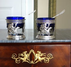 A pair of .950 sterling silver Empire salt cellars - early 19th century