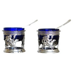 A pair of .950 sterling silver Empire salt cellars - early 19th century