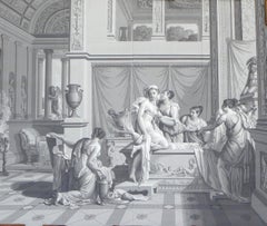 Carta da parati in stile neoclassico nei toni del grigio: il bagno di Psych