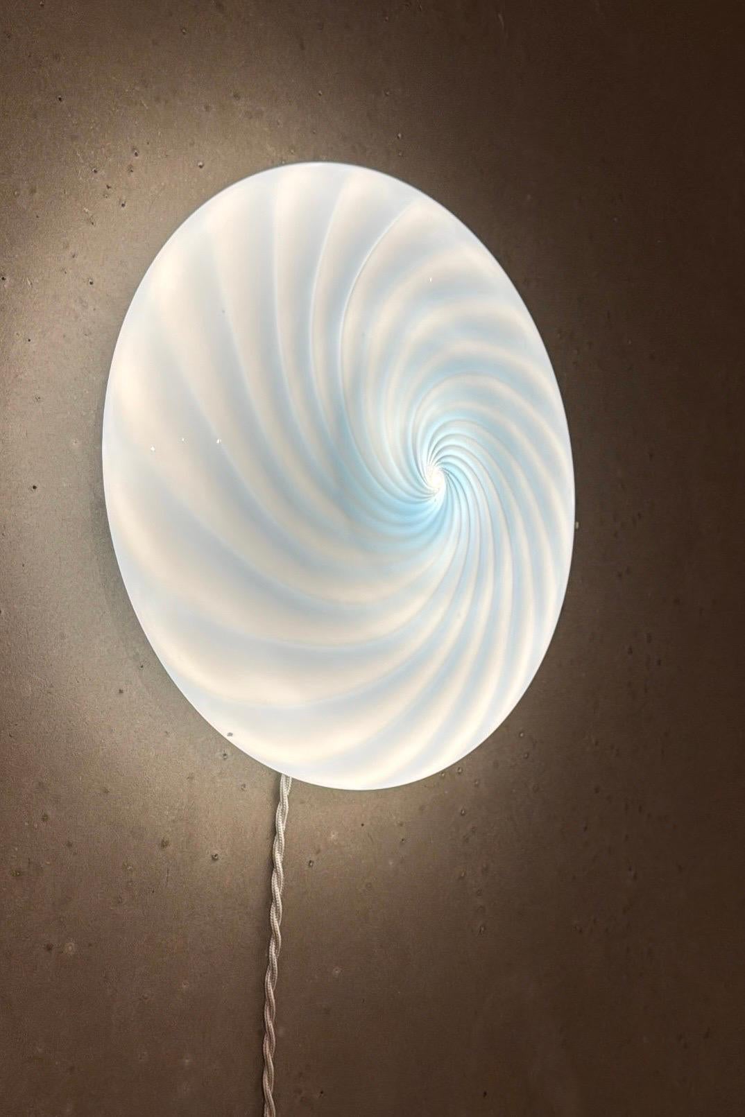 Murano Vintage Candy Flush Mount lampada da soffitto a parete blu swirl in vendita 2