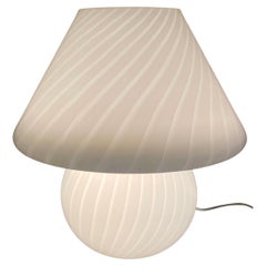 Large Vintage Murano White Swirl Mushroom Lamp