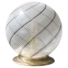 Vintage 1970s Italian Murano Filigrana Swirl Table Lamp Mouth Blown Glass