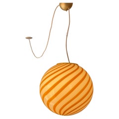 Large Murano Vintage Candy pendant yellow / white swirl, made in Italy