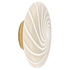 Ø30 Murano Flush Mount Ceiling Lamp White Swirl Glass brass, mouth-blown Italy