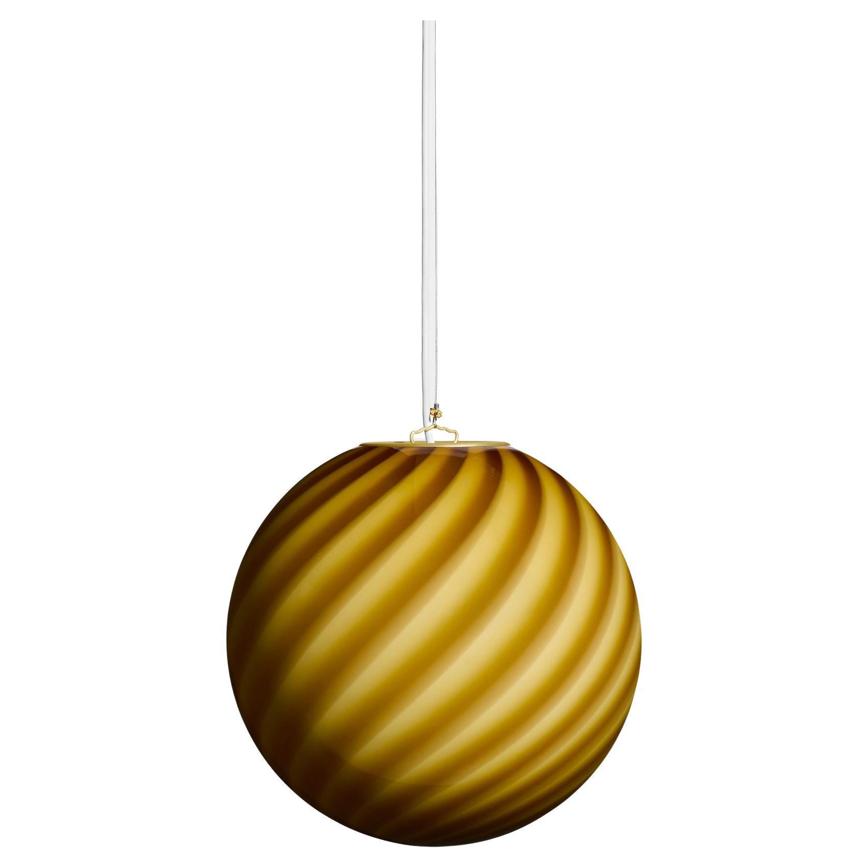 Medium Murano Vintage Candy Pendant Amber / Orange Swirl D: 30 cm