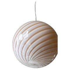 Large Murano Vintage Candy pendant toffee cream swirl, made in Italy