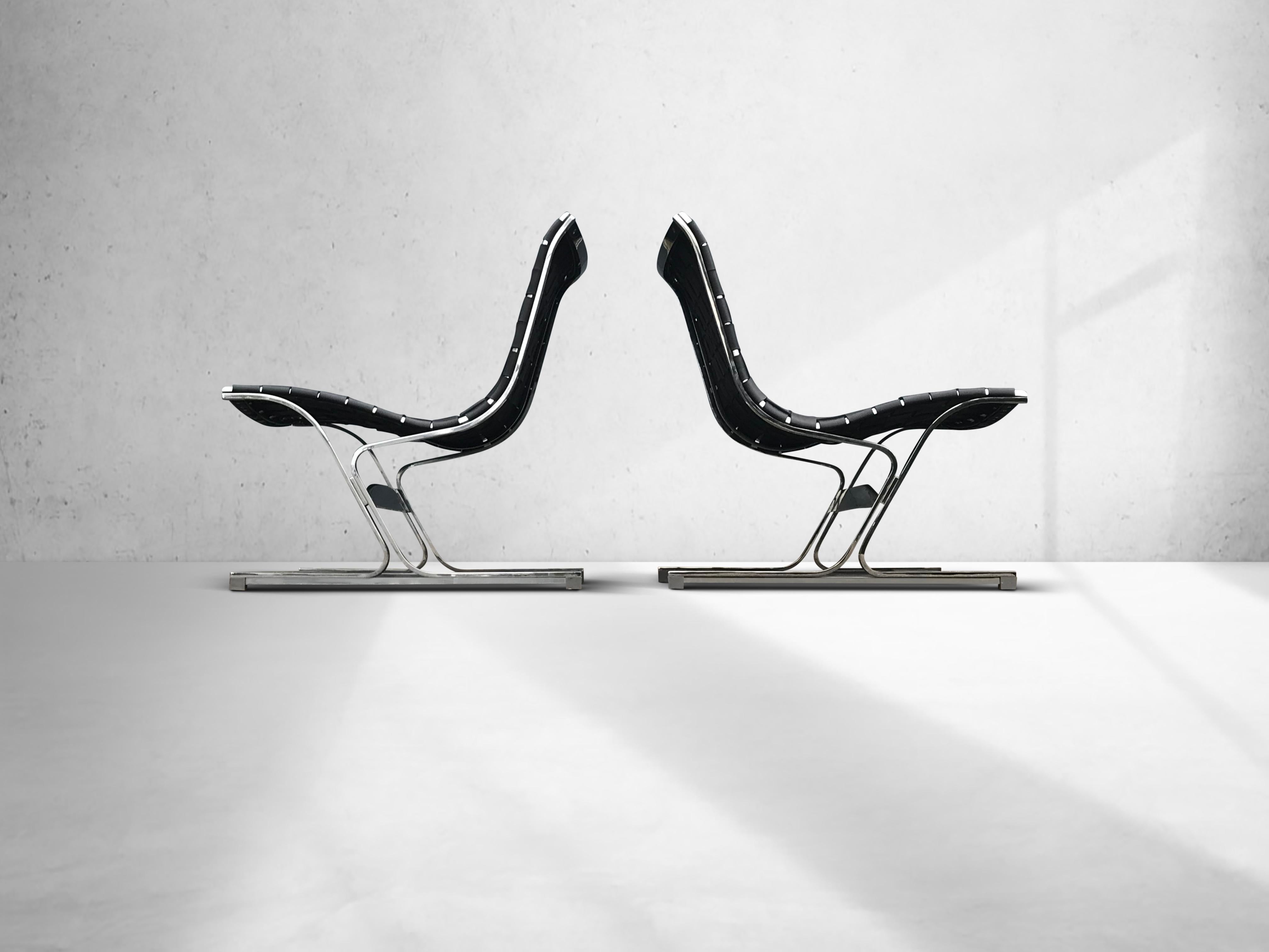 Late 20th Century PLR1 Luar lounge chair by Ross Littell for ICF De Padova Italy 1960s, set of 2 For Sale