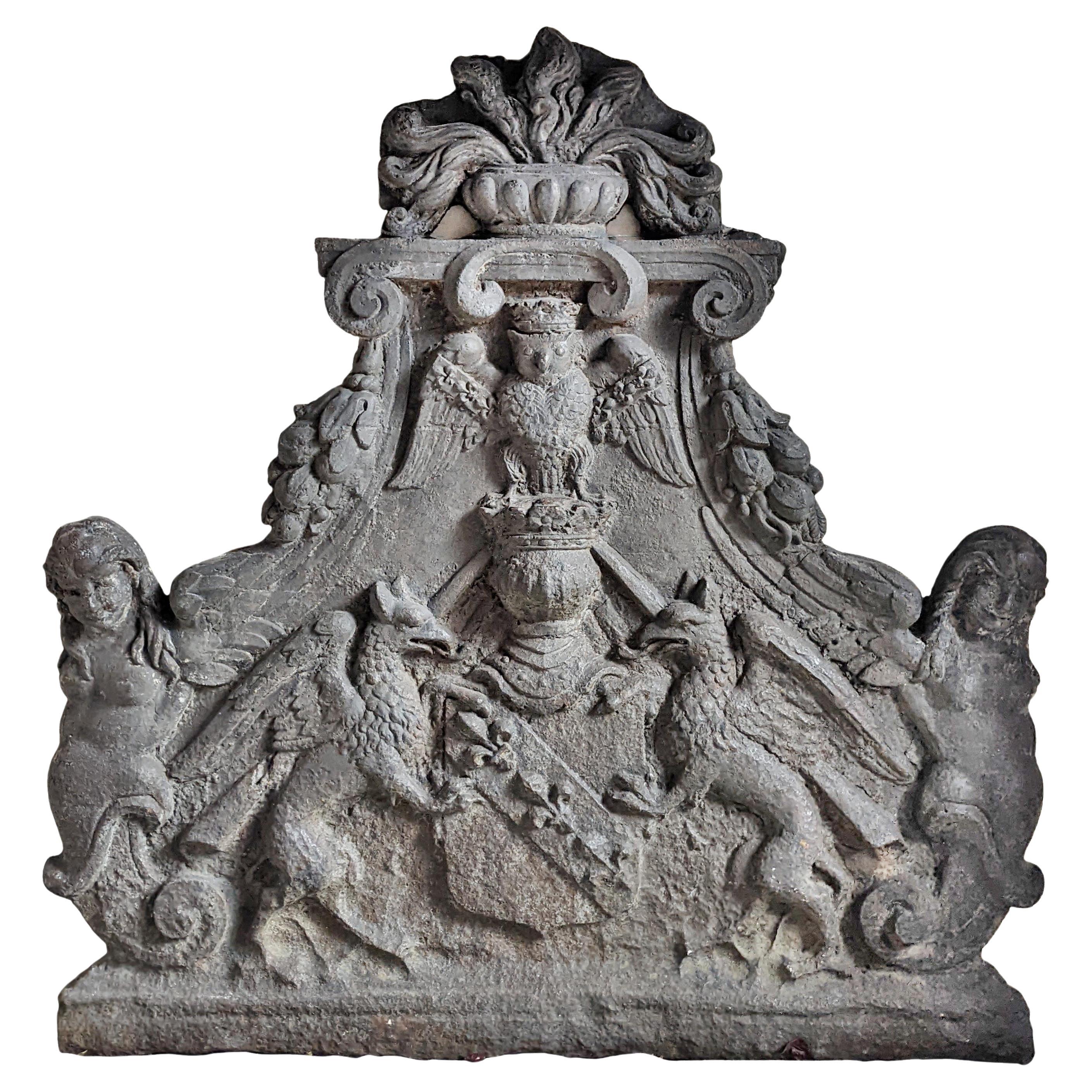 Monumental Fireback with the Châtelet Coat of Arms