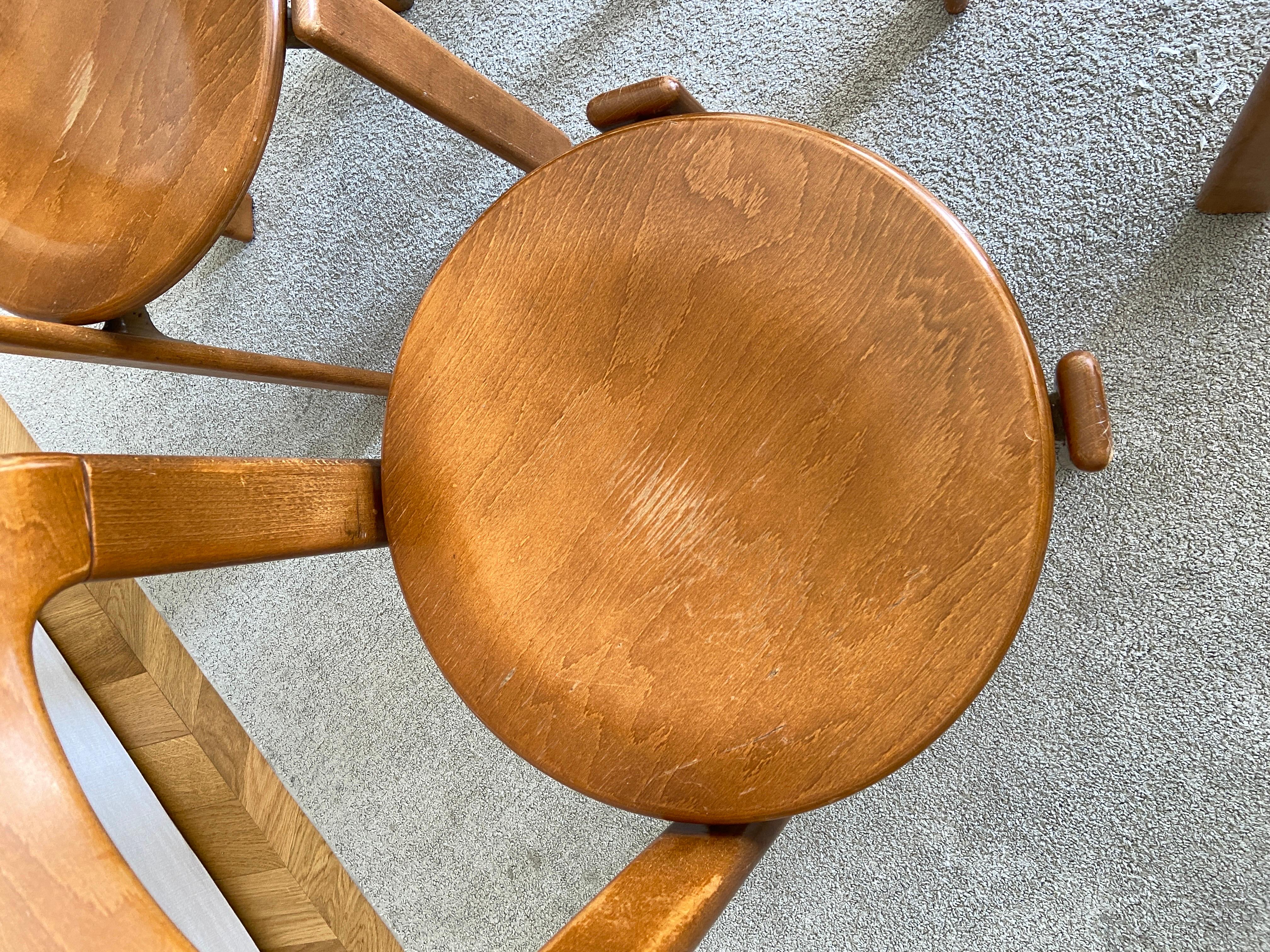 6 Vintage Bruno Rey Dining Chairs in Dark Wood Wood by Dietiker 3