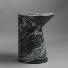iO Sculptural Side Table in Solid Green Marble, Small, by FORMAR