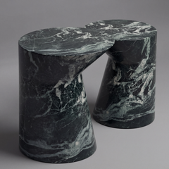 iO Sculptural Side Table in Solid Green Marble, Small, by FORMAR