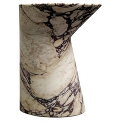 iO Side Table / Plinth in Solid Calacatta Viola Marble, Large, by FORMAR