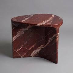Carv Occasional Sculptural Side Table in Solid Red Marble by FORMAR